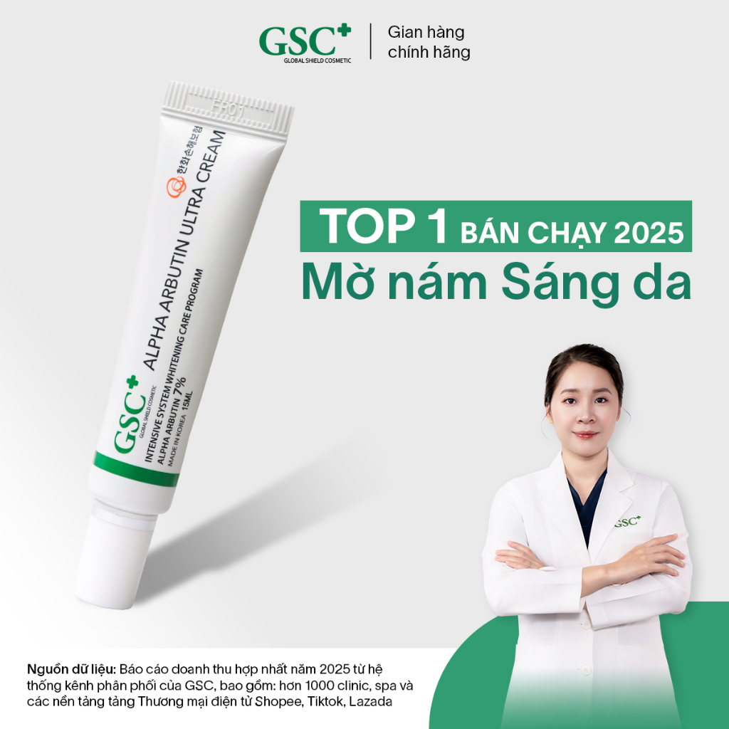 Kem Nám Tàn Nhang Hàn Quốc GSC Alpha Arbutin Ultra Cream 15g – Kem Hỗ Trợ Làm Mờ Và Ngăn Ngừa Thâm Nám - GC090A