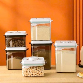 Hộp đựng hạt bột cà phê, sữa, thực phẩm khô, chống ẩm, bằng nhựa trong suốt, kèm thìa và thanh gạt