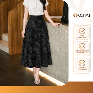 Chân Váy 𝐂𝐂𝐇𝐀𝐓 Dáng Suông Yura Họa Tiết Chấm Bi Trẻ Trung Chất Liệu Tuytsi Cao Cấp 16CDS2014XT