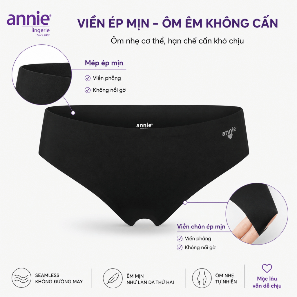 Combo 2 Quần lót nữ bonding không đường may đúc su lưng thấp annie lingerie QE4572 mềm mịn, co gi