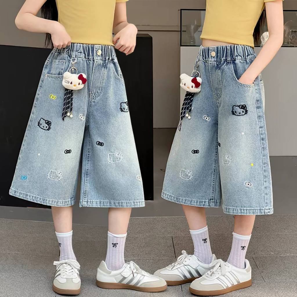 Jean suông lửng kitty cho bé gái size đại BEESHOP H26084