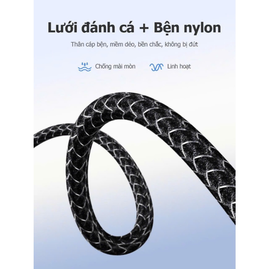 Cáp Sạc Nhanh HOCO DM-X12 USB-C 60W Dây Dù Chống Đứt Gãy Truyền Data Cho Laptop Điện Thoại