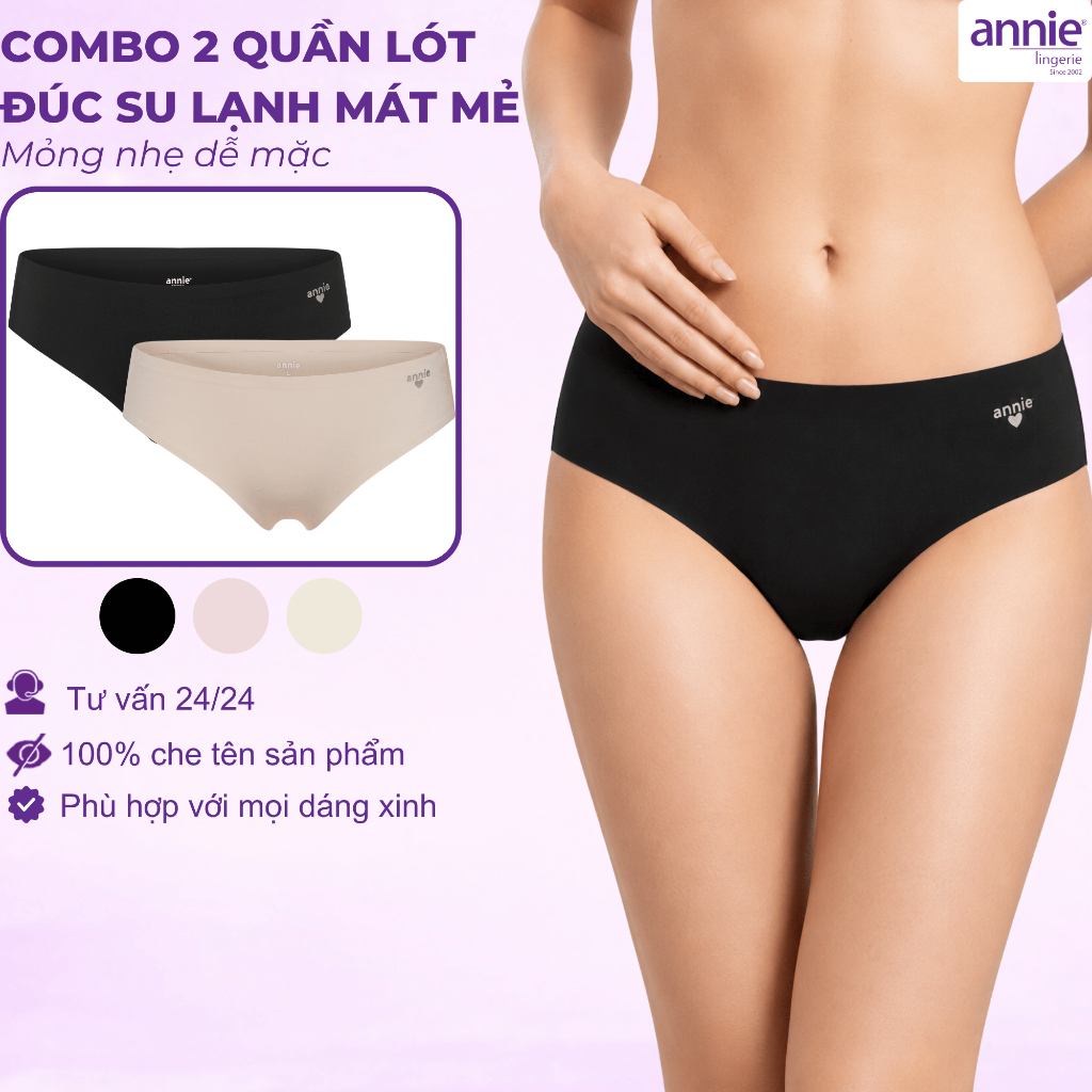 Combo 2 Quần lót nữ bonding không đường may đúc su lưng thấp annie lingerie QE4572 mềm mịn, co gi