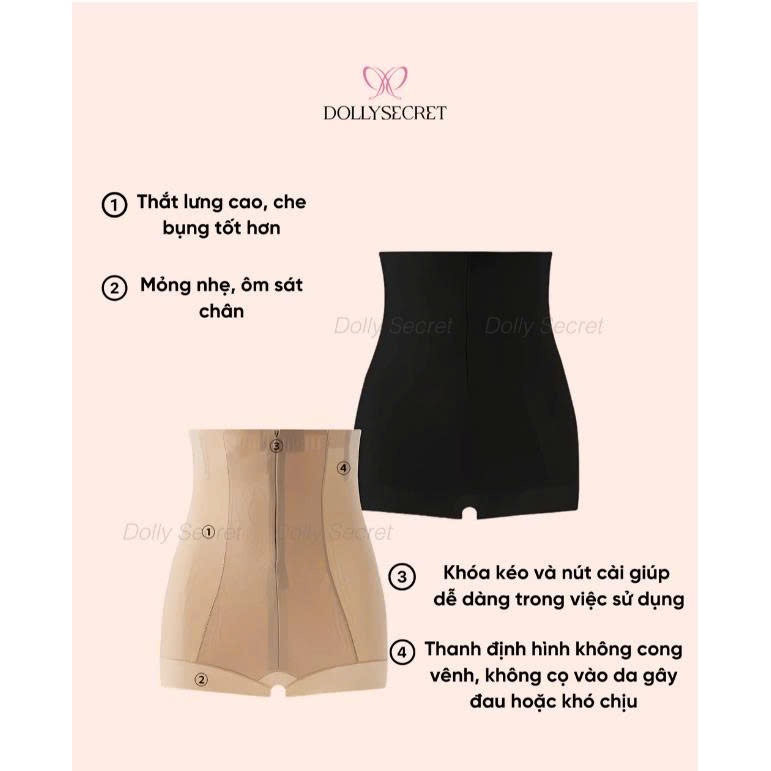 [BS] Quần Gen Nịt Bụng Có Khóa Kéo Và Mắc Cài SHAPE LOCK Siết Eo Chống Cuộn DOLLY SECRET Q11