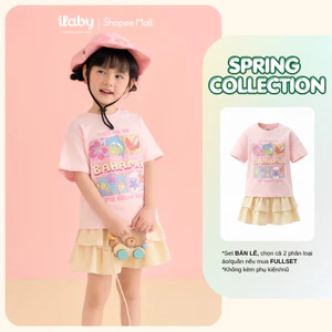 [ILABY 10-40kg] Set bộ bé gái, áo thun cotton co giãn và chân váy xòe tầng xinh xắn [3890+3349]