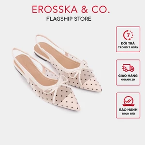 - Giày slingback mũi nhọn phối nơ lưới chấm bi đính nơ nữ tính màu đen - EL136