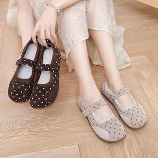 [FORM NHỎ TĂNG 1 SIZE] Giày nữ chất vải phối lưới hoạ tiết chấm bi để dẻo chống trơn trượt Mã 618