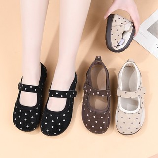 [FORM NHỎ TĂNG 1 SIZE] Giày nữ chất vải phối lưới hoạ tiết chấm bi để dẻo chống trơn trượt Mã 618