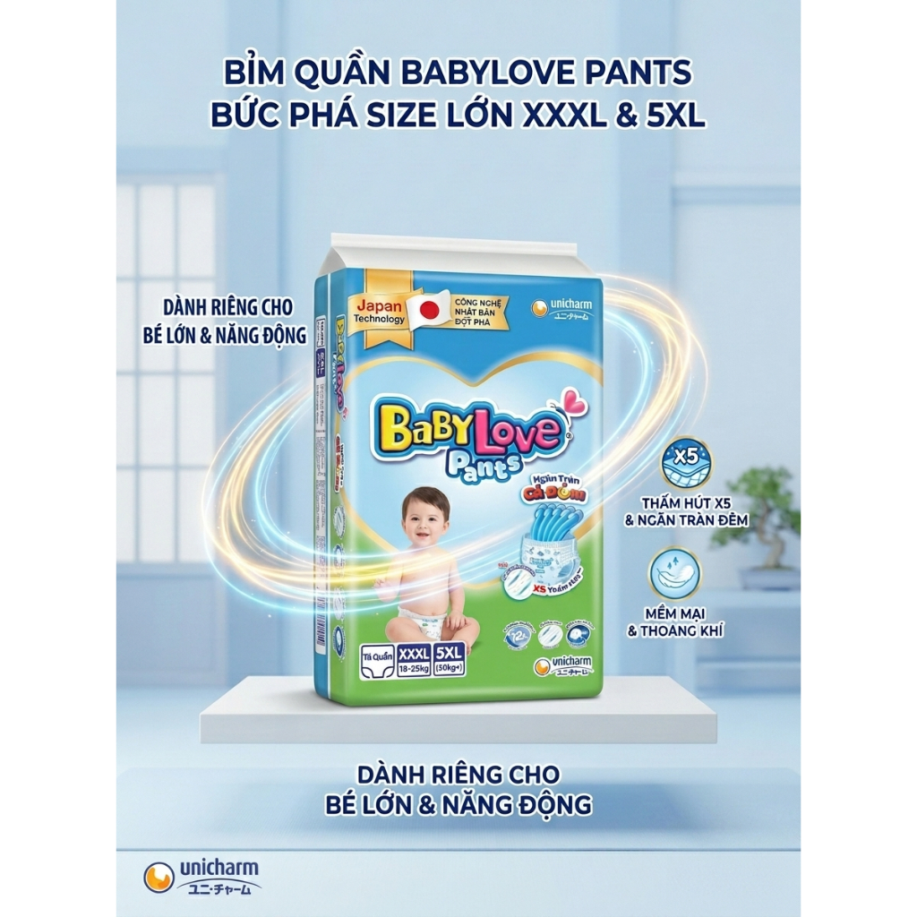 [DEAL T7] 🌟 TÃ QUẦN BABYLOVE 3LX/5XL- CÔNG NGHỆ NHẬT BẢN CHO BÉ YÊU VUI KHỎE 🌟