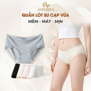 Combo 5 Quần Lót Nữ Su Cạp Vừa Mỏng Nhẹ - Set 5 Quần Lót Su Viền Ren Mỏng Thoáng Đáy May AMYBRA L369