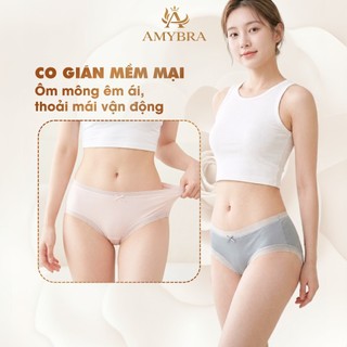 Quần Lót Nữ Su Cạp Vừa Mỏng Nhẹ, Quần Lót Su Viền Ren Mỏng Thoáng, Đáy May Kháng Khuẩn AMYBRA L369