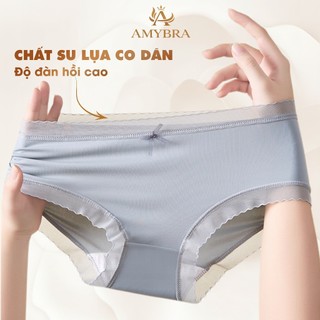 Combo 5 Quần Lót Nữ Su Cạp Vừa Mỏng Nhẹ - Set 5 Quần Lót Su Viền Ren Mỏng Thoáng Đáy May AMYBRA L369