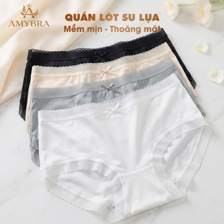 Combo 5 Quần Lót Nữ Su Cạp Vừa Mỏng Nhẹ - Set 5 Quần Lót Su Viền Ren Mỏng Thoáng Đáy May AMYBRA L369