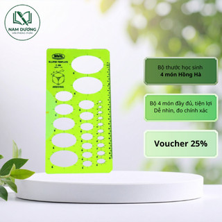 📐 BỘ THƯỚC HỌC SINH 4 MÓN HỒNG HÀ 3476 – EKE, THƯỚC KẺ, ĐO ĐỘ, TRONG SUỐT CHÍNH XÁC | VPP NAM DƯƠNG
