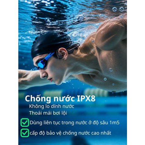 (Tặng mũ)Tai nghe dẫn truyền xương Bluetooth X7 chống nước IPX8 bộ nhớ 32G có mic Tai nghe chạy bộ, đạp xe, bơi lội