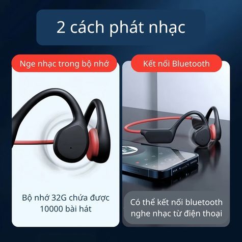 (Tặng mũ)Tai nghe dẫn truyền xương Bluetooth X7 chống nước IPX8 bộ nhớ 32G có mic Tai nghe chạy bộ, đạp xe, bơi lội