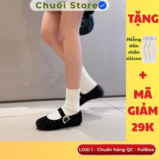 Giày bệt nữ da PU tổng hợp dệt vải đế cao su xinh xắn đáng yêu nhẹ chân êm ái
