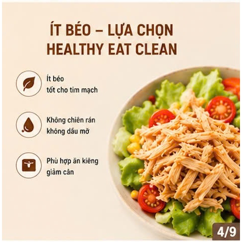 Ức Gà Ăn Kiêng Nấu Chậm 50g - Giàu Protein, Healthy, Tiện Lợi Cho Người Tập Gym & Chế Độ Eat Clean