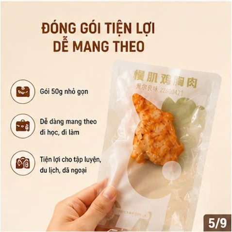 Ức Gà Ăn Kiêng Nấu Chậm 50g - Giàu Protein, Healthy, Tiện Lợi Cho Người Tập Gym & Chế Độ Eat Clean