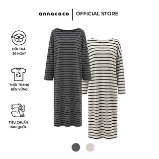 [HOẢ TỐC] Đầm Nữ Kẻ Ngang Dáng Suông Dài Tay Phong Cách Hàn Quốc | Minimal Dress 03