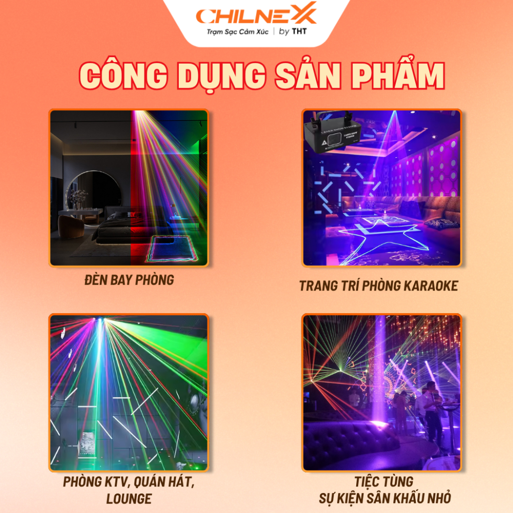 Đèn Sân Khấu Máy Đánh Tia 1 Cửa CHILNEXX đèn sân khấu nháy theo nhạc chiếu laser cho sự kiện quán bar  nhà hàng