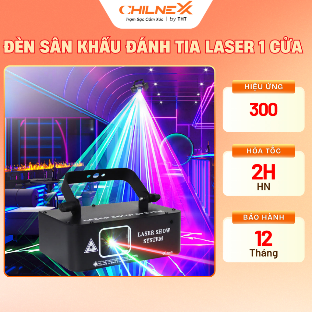 Đèn Sân Khấu Máy Đánh Tia 1 Cửa CHILNEXX đèn sân khấu nháy theo nhạc chiếu laser cho sự kiện quán bar  nhà hàng