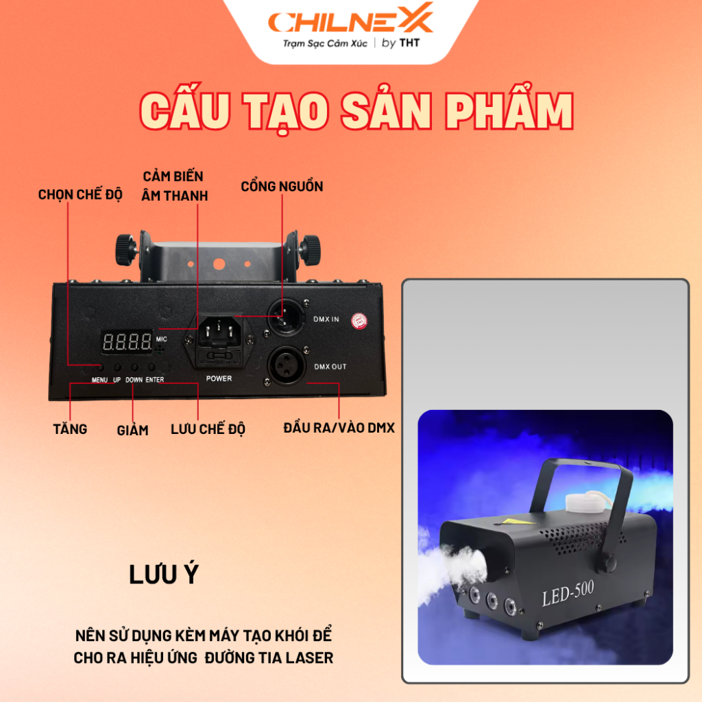 Đèn Sân Khấu Máy Đánh Tia 1 Cửa CHILNEXX đèn sân khấu nháy theo nhạc chiếu laser cho sự kiện quán bar  nhà hàng