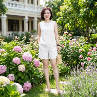 Bộ Đũi Nữ Sát Nách Cao Cấp, Sét Áo Form Suông Cổ Tròn Quần Short Mặc Nhà Đi Chơi Đẹp Thanh Lịch- Anh Thư Shop (AT49)