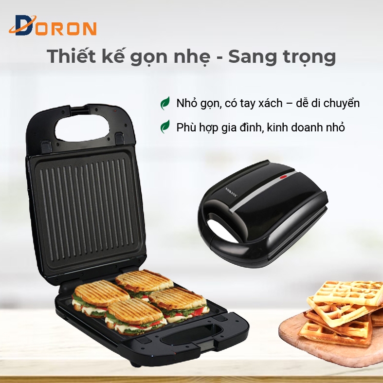 Máy kẹp nướng bánh mì DORON 1400W màu sắc hiện đại, kiểu dáng sang trọng