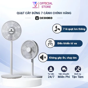 Quạt Cây Đứng 2 Trong 1 7 Cánh, Có Điều Khiển Từ Xa, Motor Đồng Êm Ái, 3 Mức Gió, Hẹn Giờ 1-12H