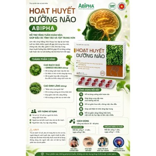 HOẠT HUYẾT DƯỠNG NÃO ABIPHA – Hỗ trợ tăng tuần hoàn não, giúp đầu óc tỉnh táo và tập trung hơn.