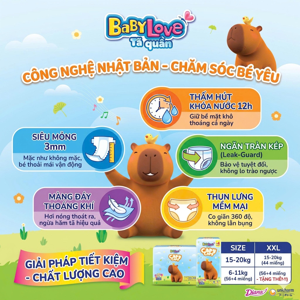[DEAL T7] 🍊 TÃ QUẦN BABYLOVE CAPY CAPY M/XXL- SIÊU MỎNG THOÁNG, CHỐNG TRÀN 12 GIỜ 🍊