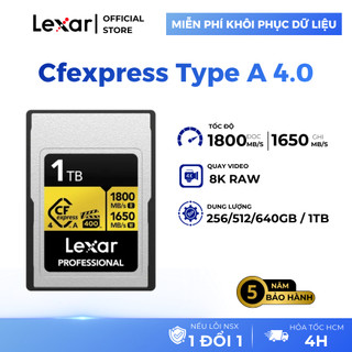Thẻ nhớ CFexpress Type A 4.0 256GB/ 512GB/ 640GB/1TB Lexar cho máy ảnh/ máy quay, video 8K, tốc độ 1800MB/s