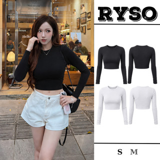 Áo Croptop Nữ Tay Dài Trơn Cổ Tròn Basic Ôm Body Tôn Dáng Chất Thun Gân Co Giãn TD02 RYSO STORE
