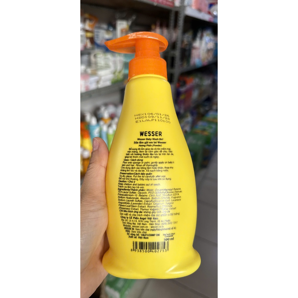 Sữa tắm gội Wesser 2 in 1 cho bé 500ml