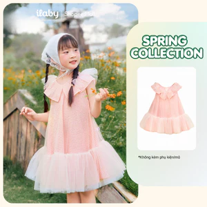 [ILABY 10-40kg] Váy bé gái thiết kế cổ bèo voan tơ xòe công chúa dễ thương [4016]