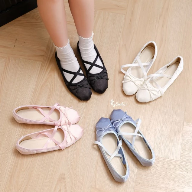 Giày nữ BIG SIZE ( 35 - 42 ) Giày Nữ Búp Bê Nơ 1P , búp bê dây chéo trendy - THENYSMILE - XUKI – 2