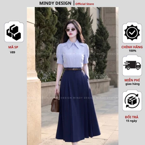 V89 - Chân Váy Xếp Ly Dáng Dài Cao Cấp MindyDesign - Chân Váy Công Sở Cạp Cao Tôn Dáng, Chất Vải Mềm Mịn Không Nhăn