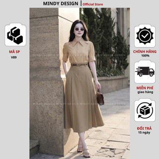 V89 - Chân Váy Xếp Ly Dáng Dài Cao Cấp MindyDesign - Chân Váy Công Sở Cạp Cao Tôn Dáng, Chất Vải Mềm Mịn Không Nhăn