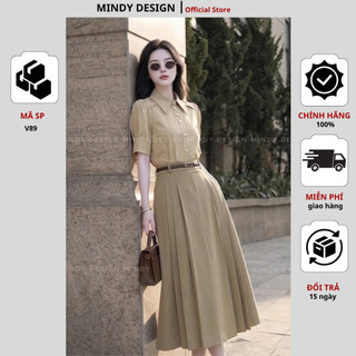 V89 - Chân Váy Xếp Ly Dáng Dài Cao Cấp MindyDesign - Chân Váy Công Sở Cạp Cao Tôn Dáng, Chất Vải Mềm Mịn Không Nhăn