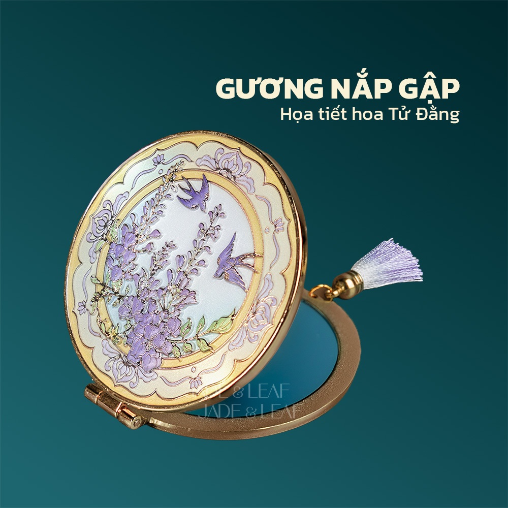 Gương Cầm Tay Trang Điểm Jade&Leaf Hình Hoa Mai Cao Cấp Phong Cách Hoàng Gia Cổ Điển Bỏ Túi Tiện Lợi