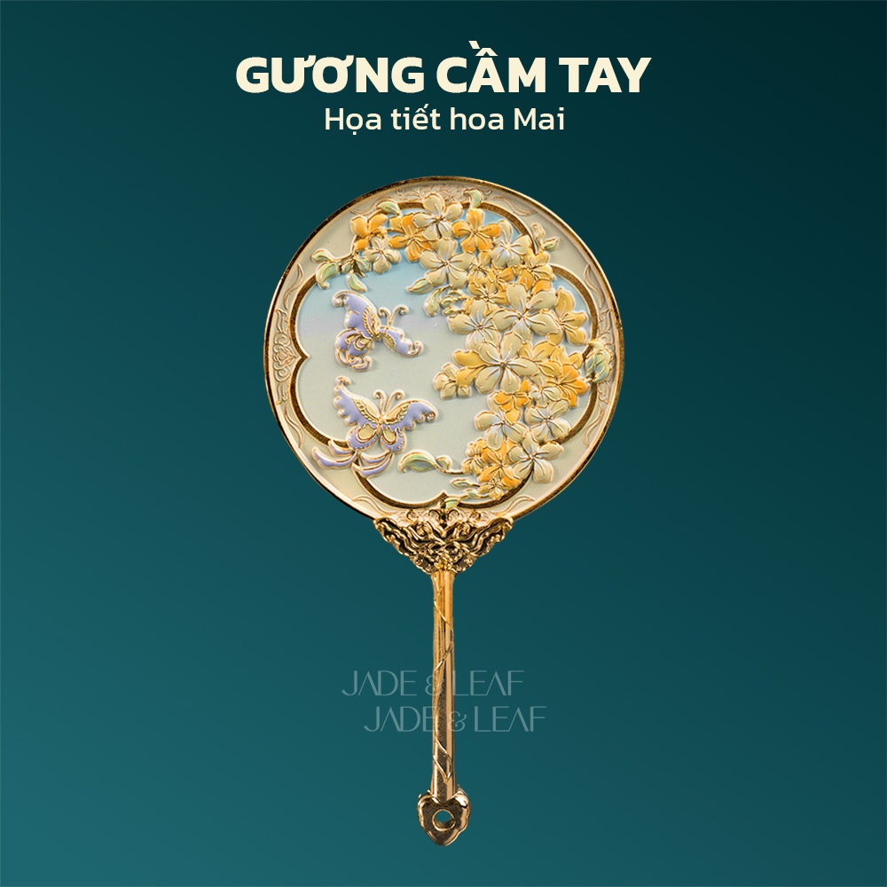 Gương Cầm Tay Jade&Leaf Vintage Cổ Trang Mini Bỏ Túi Trang Điểm Cá Nhân Tiện Lợi Hằng Ngày