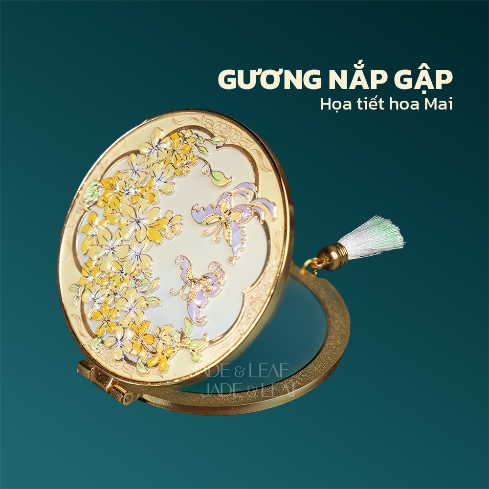 Gương Cầm Tay Hoa Mai Jade&Leaf Gương Mini Trang Điểm Cá Nhân Kiểu Vintage Cổ Trang Bỏ Túi Tiện Lợi