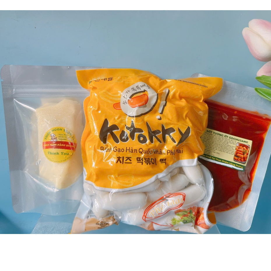 SET 500G BÁNH GẠO NHÂN PHÔ MAI+100G SỐT HÀN QUỐC+100G PHÔ MAI MOZZARELLA