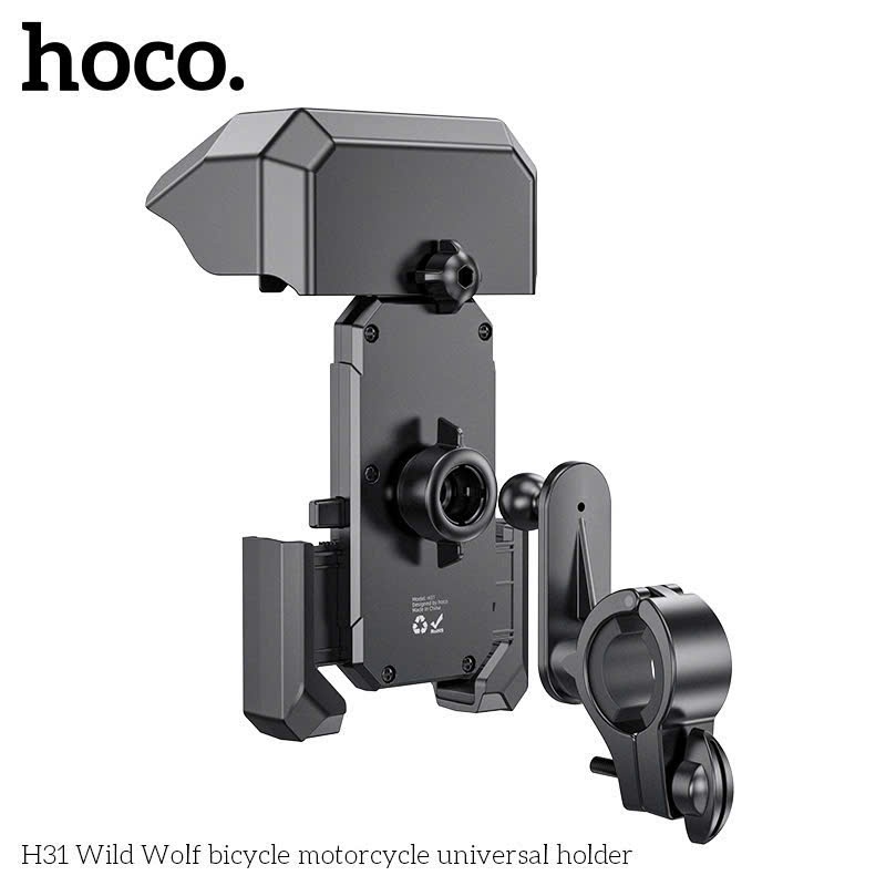 Giá Đỡ Điện Thoại Xe Máy HOCO H31 Wild Wolf Có Mái Che Chống Mưa Nắng Kẹp Chắc Chắn