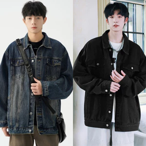 Áo khoác Ngoài Jean Nam nữ Dáng Rộng màu xanh đen RETRO Unisex FABUMAN chất bò không phai BIGSIZE