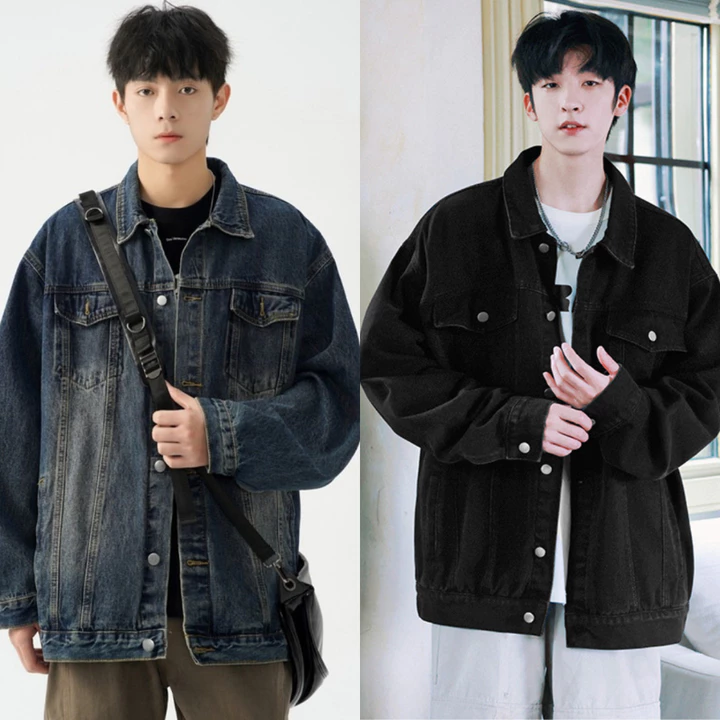 Áo khoác Ngoài Jean Nam nữ Dáng Rộng màu xanh đen RETRO Unisex FABUMAN chất bò không phai BIGSIZE