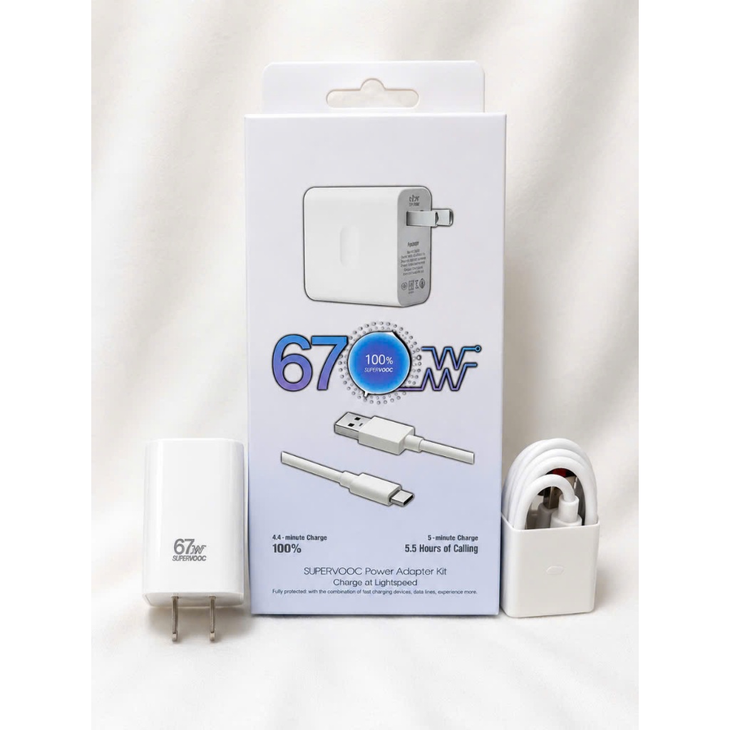 Bộ Sạc Nhanh SuperVOOC 67W Kèm Cáp USB Hỗ Trợ Sạc Nhanh Công Suất Cao