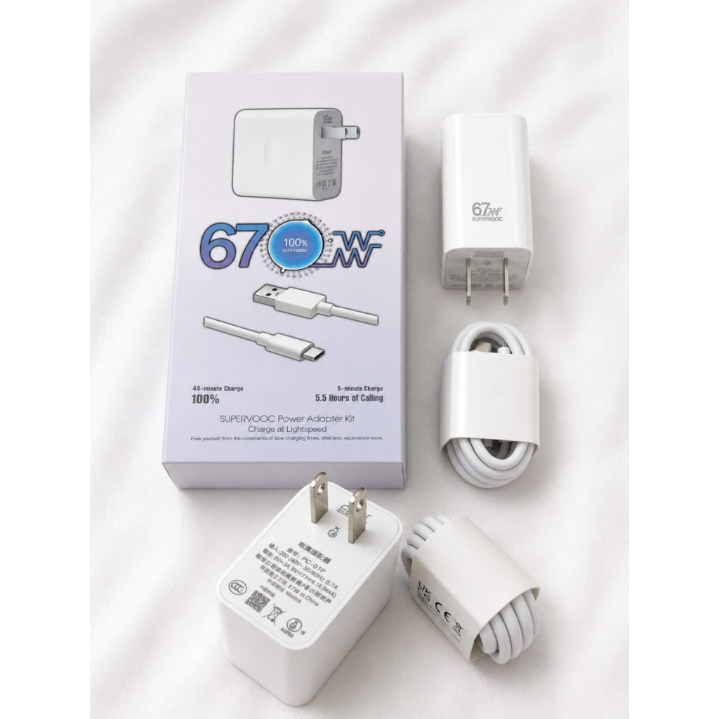 Bộ Sạc Nhanh SuperVOOC 67W Kèm Cáp USB Hỗ Trợ Sạc Nhanh Công Suất Cao