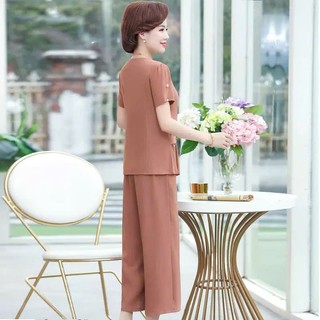(THANH LÝ LẺ SIZE) Bộ Đồ Thun Nữ Trung Niên Cho Mẹ Đính Cườm Giản Dị AB20